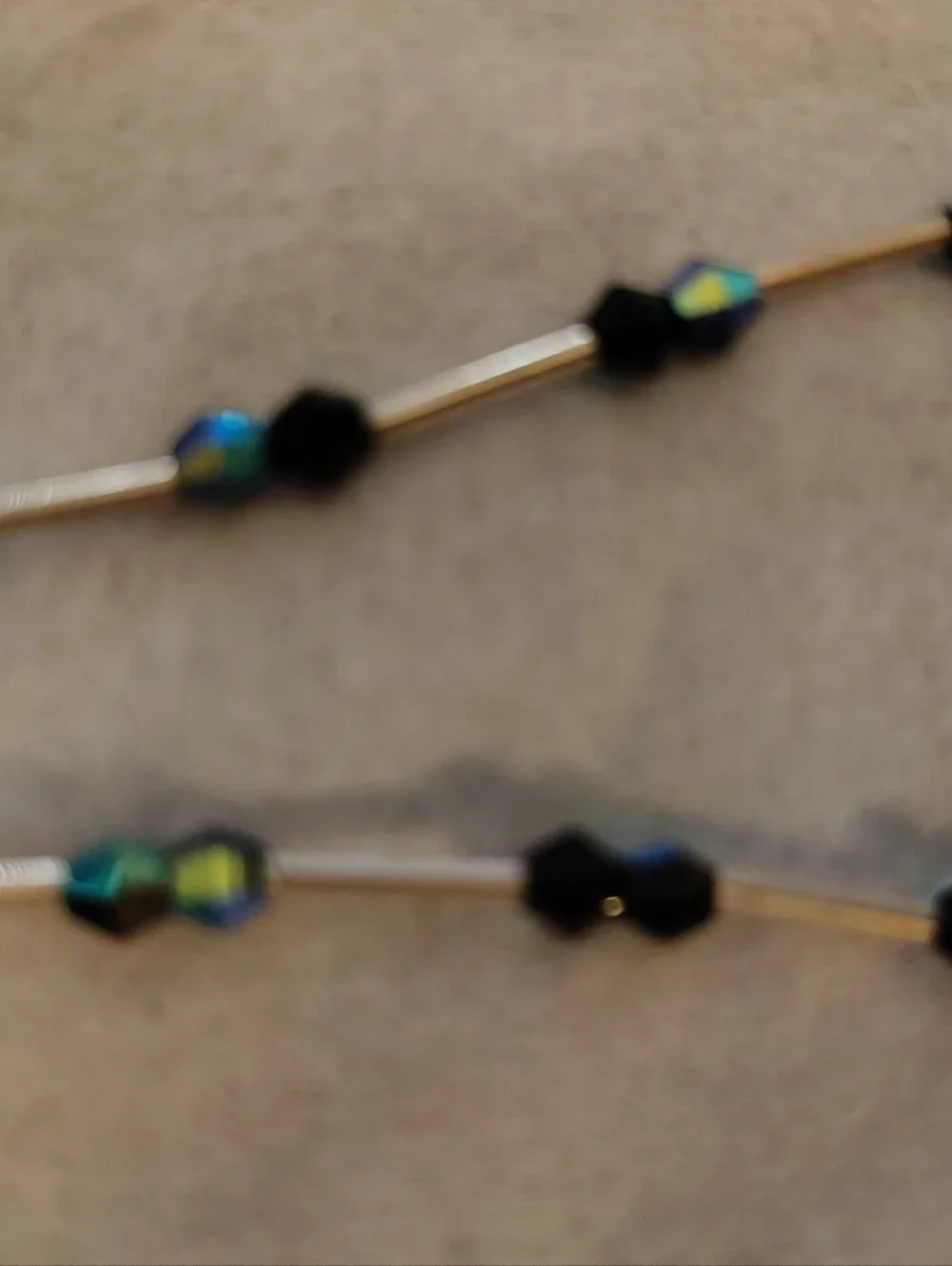 Black and Iridescent Beaded Women's Choker Sterling silver 925